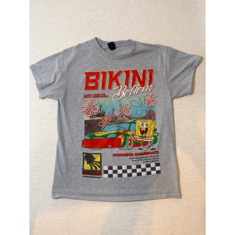 Gildan SpongeBob SquarePants T-Shirt Mens M Gray Good Racing Bikini Bottom